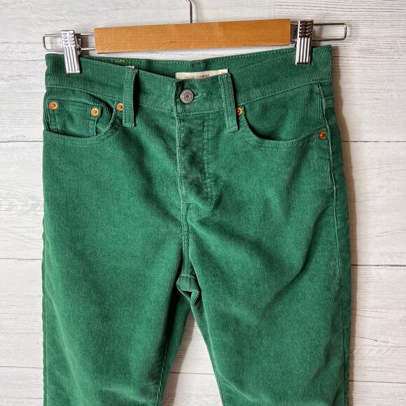Levis Pants Womens Size 25 Kelly Green Wedgie Straight Corduroy Button Fly - Picture 7 of 16